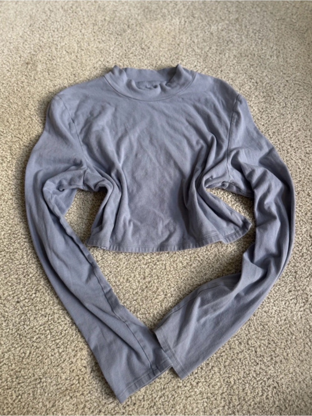 Aeropostale Cropped Long-Sleeve Mock Neck Top - Light blue y2k